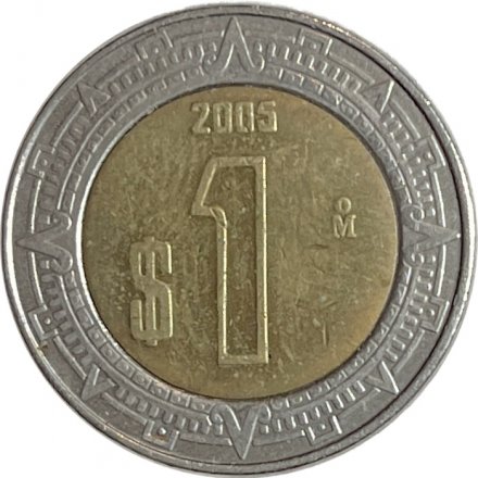 Мексика 1 песо 2005 год - Хохлатый сокол
