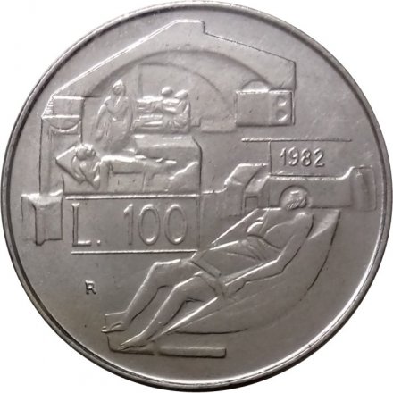 Сан-Марино 100 лир 1982 год - Социальные достижения. Право гражданина на здоровье