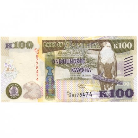 Замбия 100 квача 2015 год - Африканский рыбный орел UNC