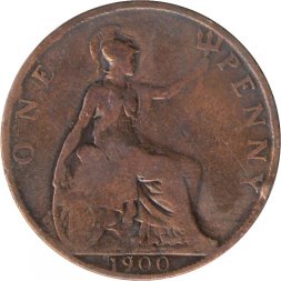 Великобритания 1 пенни 1900 год - Королева Виктория