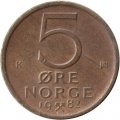 Норвегия 5 эре 1982 год