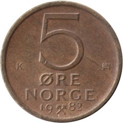 Норвегия 5 эре 1982 год