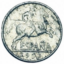 Испания 5 сентимо 1953 год
