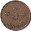 Финляндия 5 пенни 1928 год
