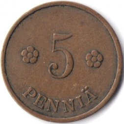 Финляндия 5 пенни 1928 год
