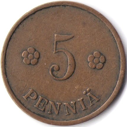 Финляндия 5 пенни 1928 год