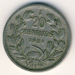 Чили 20 сентаво 1924 год