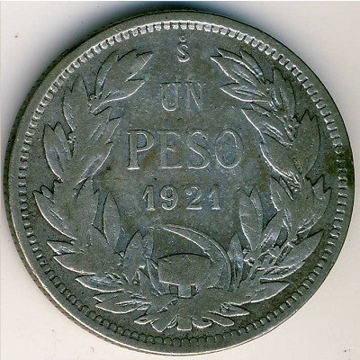 Чили 1 песо 1921 год