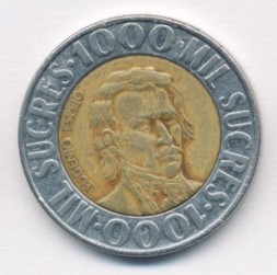 Монета Эквадор 1000 сукре 1996 год