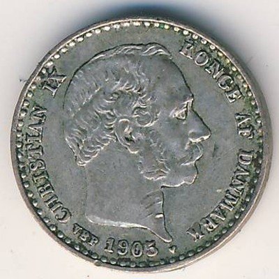 Дания 10 эре 1905 год - Король Кристиан IX