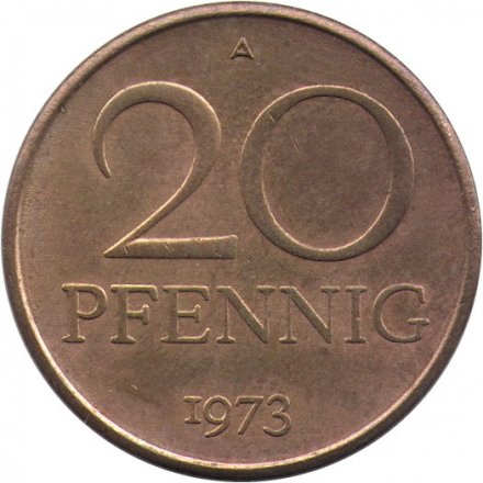 ГДР 20 пфеннигов 1973 год
