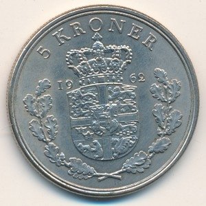 Дания 5 крон 1962 год