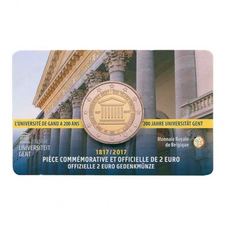 Бельгия 2 Евро 2017 год - Гентский университет (в коинкарте)