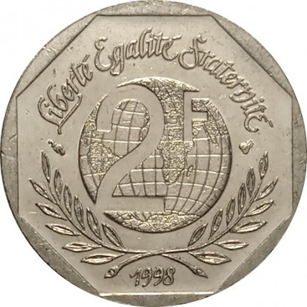 Франция 2 франка 1998 год - 50 лет Декларации Прав Человека