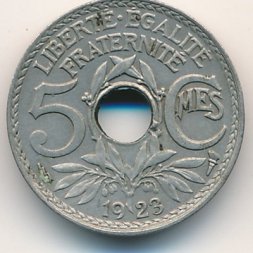 Франция 5 сантимов 1923 год
