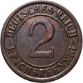 Веймарская республика 2 рейхспфеннига 1925 год (A)