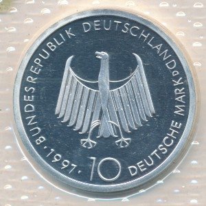ФРГ 10 марок 1997 год - 100 лет дизельному двигателю (D)