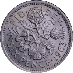 Великобритания 6 пенсов 1963 год