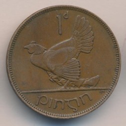 Ирландия 1 пенни 1928 год - Домашняя курица