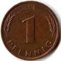 ФРГ 1 пфенниг 1969 год - F