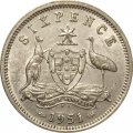 Австралия 6 пенсов 1951 год (PL)