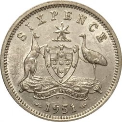 Австралия 6 пенсов 1951 год (PL)