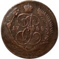 5 копеек 1788 год ММ Екатерина II (1762 - 1796) - перечекан - VF+