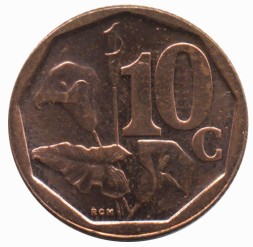 Монета ЮАР 10 центов 2016 год - Зантедеския (Калла)
