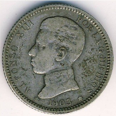 Испания 1 песета 1903 год