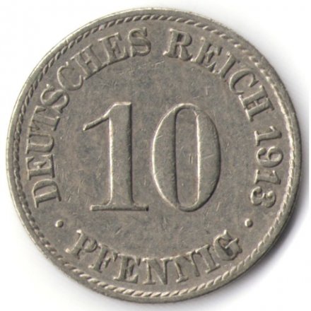 Германия 10 пфеннигов 1913 год (A)