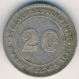 Стрейтс-Сетлментс 20 центов 1900 год