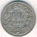 Швейцария 1 франк 1909 год