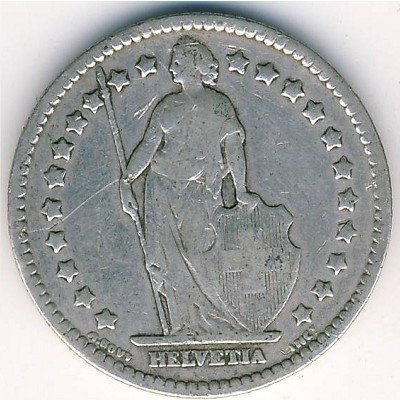 Швейцария 1 франк 1909 год