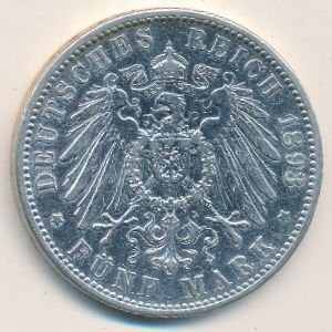 Бавария 5 марок 1893 год