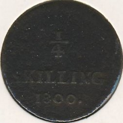 Швеция 1/4 скиллинга 1800 год