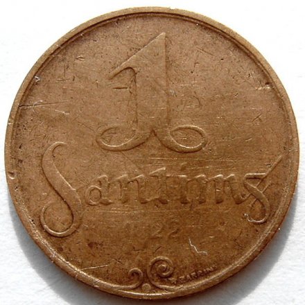 Латвия 1 сантим 1922 год