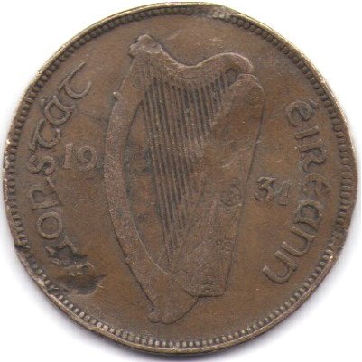 Ирландия 1 пенни 1931 год - F