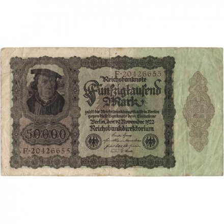 Веймарская Республика 50000 марок 1922 год - F