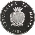Мальта 2 лиры 1989 год - 25 лет Независимости. Джордж Борг Оливер