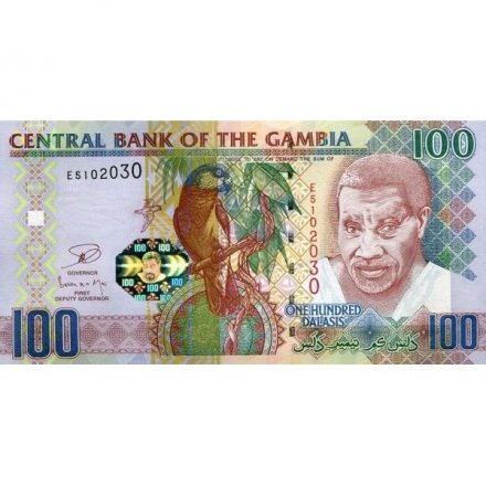 Гамбия 100 даласи 2010-2013 год - Сенегальский попугай UNC