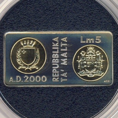 Мальта 5 лир 2000 год