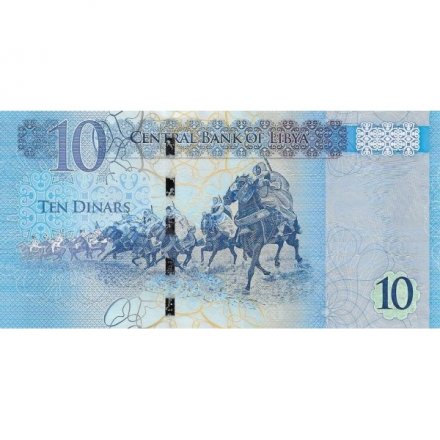 Ливия 10 динаров 2015 год - Всадники Омар Эль Мухтара UNC