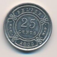 Монета Белиз 25 центов 2000 год