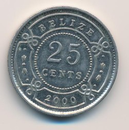 Монета Белиз 25 центов 2000 год