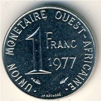 Монета Западная Африка 1 франк 1977 год