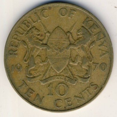 Кения 10 центов 1970 год