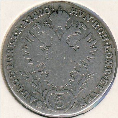 Австрия 5 крейцеров 1820 год