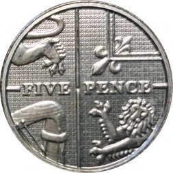 Великобритания 5 пенсов 2009 год BU
