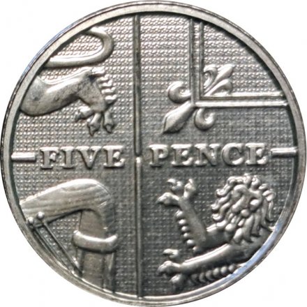Великобритания 5 пенсов 2009 год BU