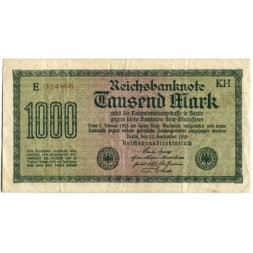 Веймарская Республика 1000 марок 1922 год - Красный номер - VF